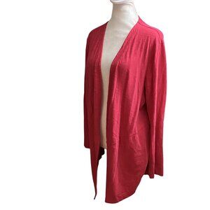 Chicos Womens Open Front Red Cardigan XL 3 Cotton Modal Blend